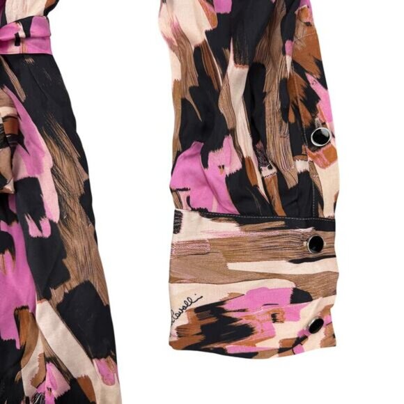 NWT JUST CAVALLI Women's Abito Long Sleeve Belted Shirt Dress Sz 8  + FLAWS - Picture 7 of 14